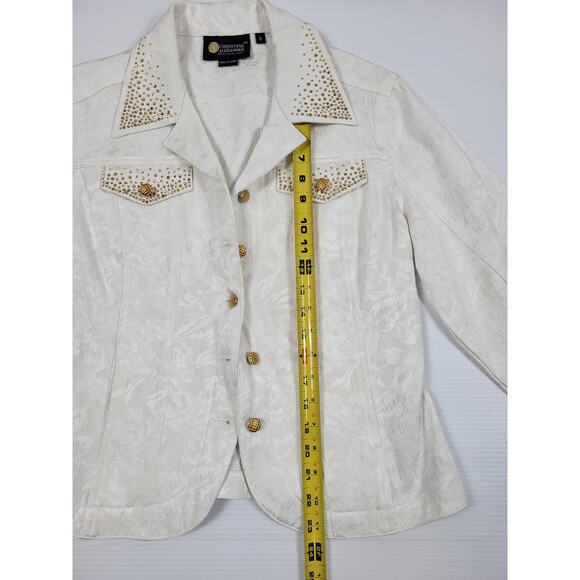 Vintage Christine‎ Alexander Swarovski Crystal Floral Jacket White Womens Medium - Picture 11 of 12